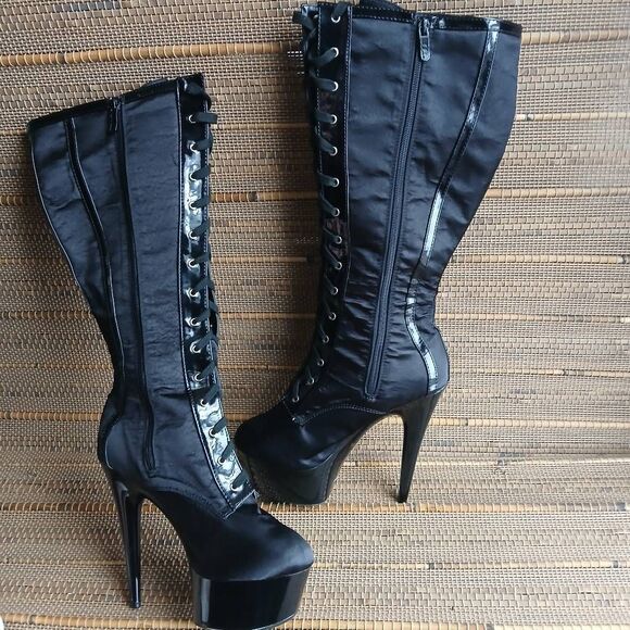 Ellie Shoes E-609-Raven-L 6" Lace Knee High Womens Boot Size 10 - Picture 4 of 10